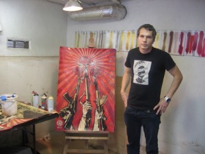 Shepard Fairey in his studio